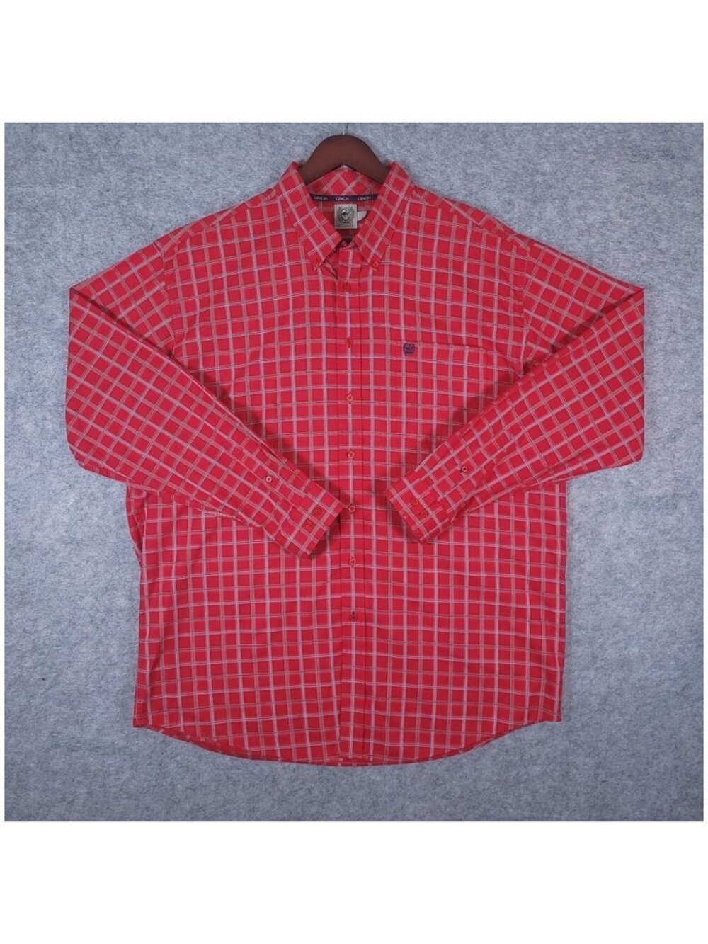 Cinch Plaid Western Shirt Mens 2XL XXL Red Button Down Long Sleeve Ranch Rodeo
